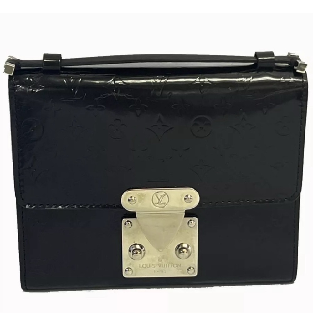 RARE LOUIS VUITTON BLACK VERNIS ANUSHKA PM TRIFOLD WALLET